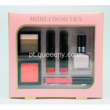 Cosméticos conjunto Kit sombra batom esmalte Lip Gloss